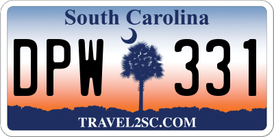 SC license plate DPW331