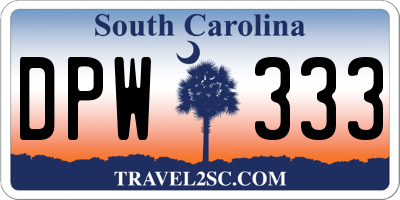 SC license plate DPW333