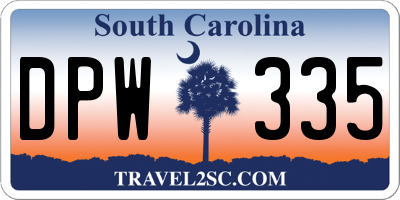 SC license plate DPW335