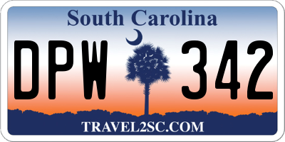SC license plate DPW342