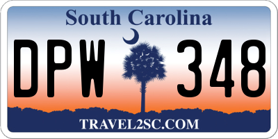 SC license plate DPW348