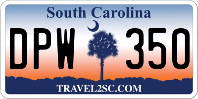 SC license plate DPW350