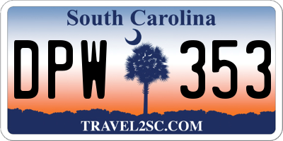 SC license plate DPW353