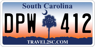 SC license plate DPW412