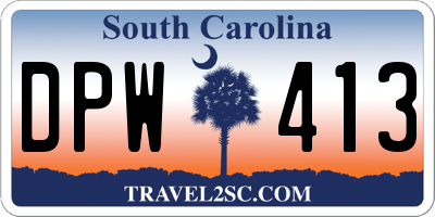 SC license plate DPW413