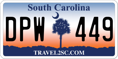 SC license plate DPW449