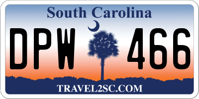 SC license plate DPW466