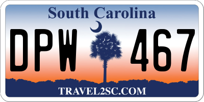 SC license plate DPW467
