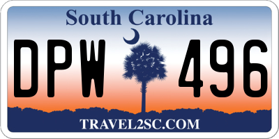 SC license plate DPW496