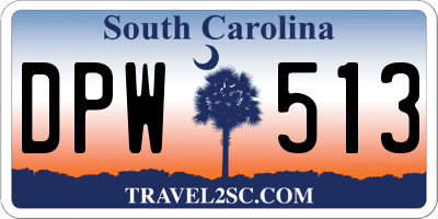 SC license plate DPW513