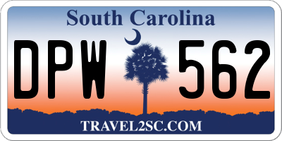 SC license plate DPW562