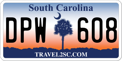 SC license plate DPW608