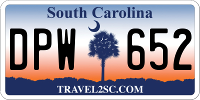 SC license plate DPW652