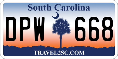 SC license plate DPW668