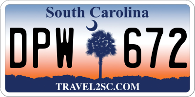 SC license plate DPW672