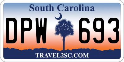 SC license plate DPW693