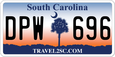 SC license plate DPW696