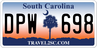 SC license plate DPW698