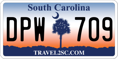 SC license plate DPW709