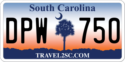 SC license plate DPW750
