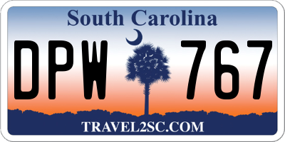 SC license plate DPW767