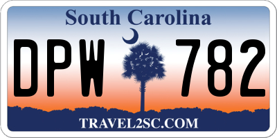 SC license plate DPW782