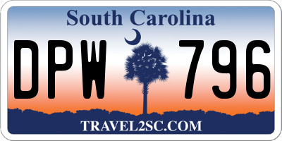SC license plate DPW796