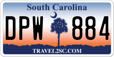 SC license plate DPW884