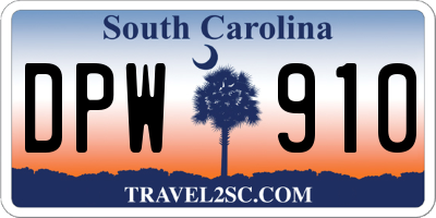 SC license plate DPW910