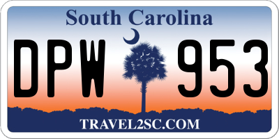 SC license plate DPW953