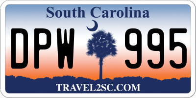 SC license plate DPW995