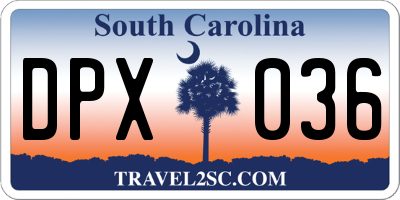 SC license plate DPX036