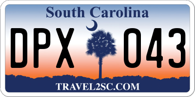 SC license plate DPX043