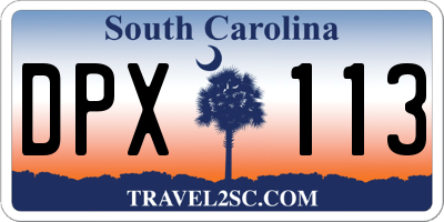 SC license plate DPX113