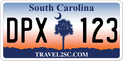 SC license plate DPX123
