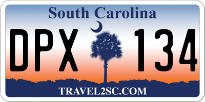 SC license plate DPX134