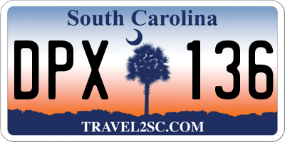SC license plate DPX136