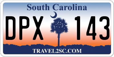 SC license plate DPX143