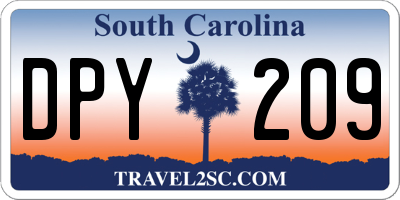 SC license plate DPY209