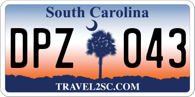 SC license plate DPZ043