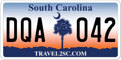 SC license plate DQA042