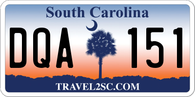 SC license plate DQA151