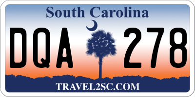 SC license plate DQA278