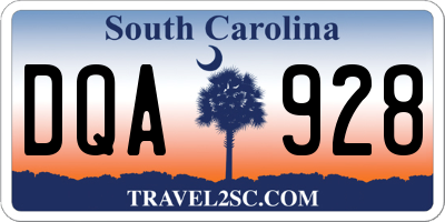 SC license plate DQA928