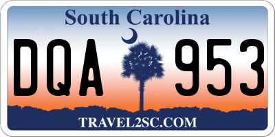 SC license plate DQA953