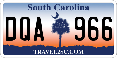 SC license plate DQA966
