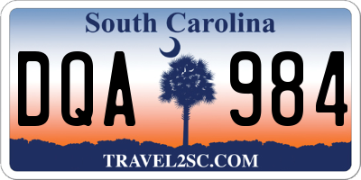 SC license plate DQA984