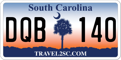 SC license plate DQB140