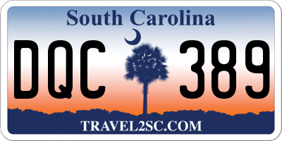 SC license plate DQC389