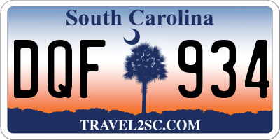 SC license plate DQF934